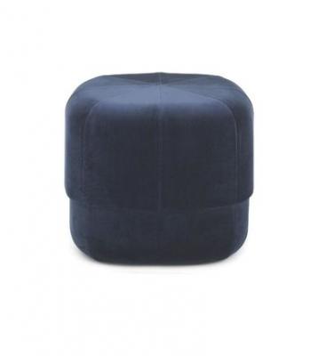 Pouf - CIRCUS Small Diam 46cm x H 40cm Velours Velours bleu fonc&eacute;