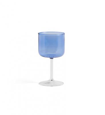 HAY - Tint Verre &agrave; vin, bleu / transparent (lot de 2)