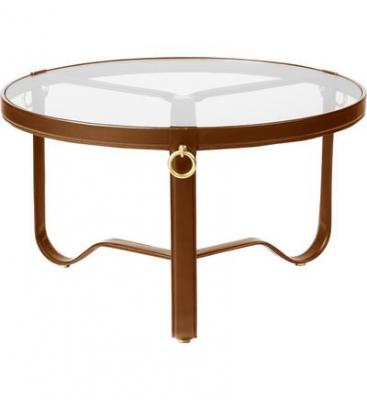 Table basse - ADNET &Oslash; 70 &Oslash; 70 x H 45 cm Cuir marron
