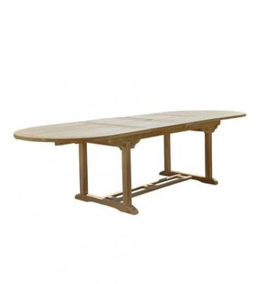Table de jardin en teck massif extensible ovale 10/12 pers. - Marron