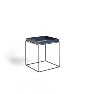 Table basse carr&eacute;e en m&eacute;tal bleu profond 40 x 40 x 44 cm Tray - HAY
