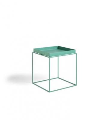 Table basse carr&eacute;e en m&eacute;tal menthe poivr&eacute; 40 x 40 x 44 cm Tray - HAY
