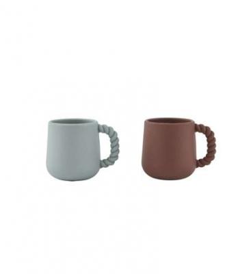 OYOY - Mellow Gobelets pour enfants, choko / pale mint (set de 2)