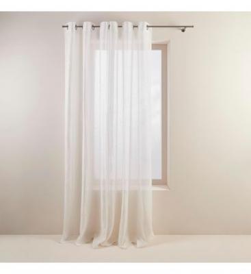 Voilage &agrave; oeillets 200x275 cm Blanc pur en Lin