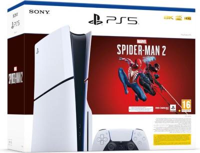 Console Sony PS5 Slim Edition Standard Blanc et Noir + Marvel's Spider-Man 2 