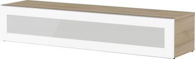 Meuble tv verre infrarouge blanc et bois clair boston 160 cm