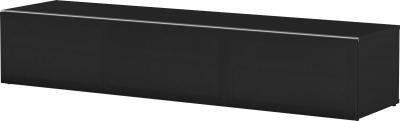 Meuble TV tissu acoustique et m&eacute;lamin&eacute; noir Dallas 160 cm