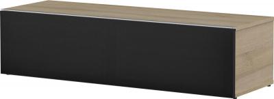 Meuble tv tissu acoustique noir et bois clair daphn&eacute; 120 cm