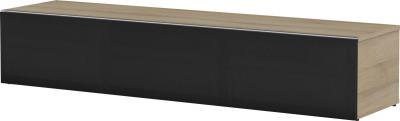 Meuble tv tissu acoustique noir et bois clair houston 160 cm