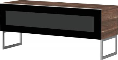 Meuble tv verre infrarouge noir et bois fonc&eacute; marina 120 cm