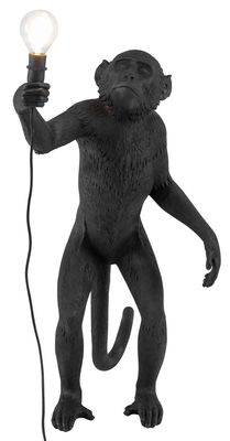 SELETTI Lampe terrasse d&eacute;co LED Monkey Lamp debout noir