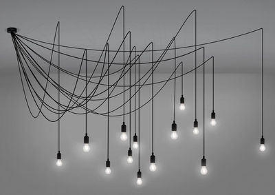 SELETTI Suspension LED Maman noire 14 lampes transparente
