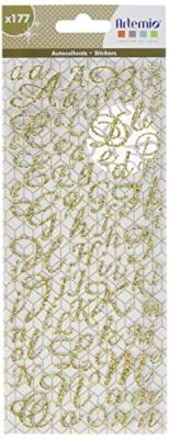 Alphabet autocollant paillet&eacute; - Or - 177 lettres
