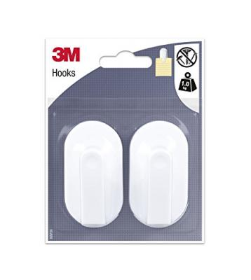 Crochets adh&eacute;sifs - ovale - pince - blanc (x2) 3M