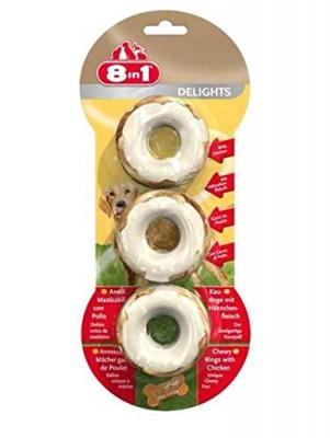 Anneaux fourr&eacute;s 8in1 Delights, poulet - lot % : 6 x 119 g (18 anneaux)