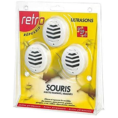 Lot de 3 r&eacute;pulsifs ultrasons souris insectes rampants 135m2 - rus2 rus2