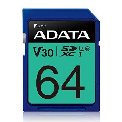 ADATA ASDX64GUI3V30S-R m&eacute;moire flash 64 Go SDXC UHS-I Classe 10, Carte m&eacute;moire