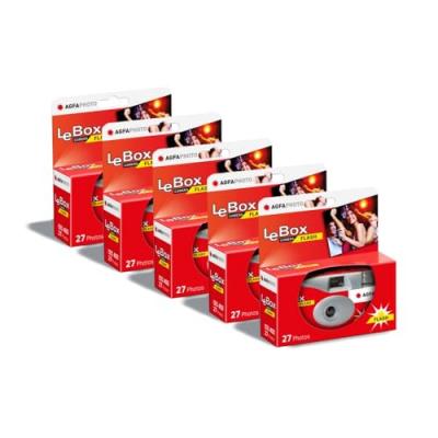 AgfaPhoto LeBox Flash Pack 5X Appareil Photo Jetable avec Flash pour 27 Photos