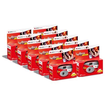 AgfaPhoto LeBox Flash Pack 10X Appareil Photo Jetable avec Flash pour 27 Photos