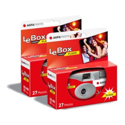 AgfaPhoto LeBox Flash Pack 2X Appareil Photo Jetable avec Flash pour 27 Photos