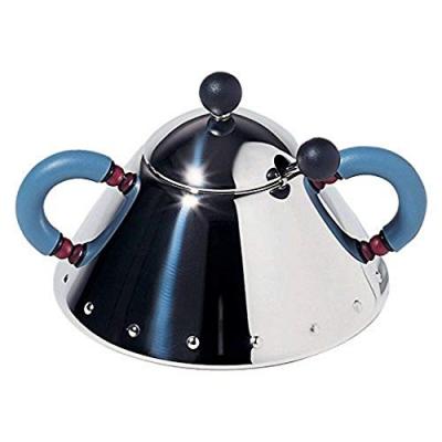 Alessi - sucre bol 9097, acier inoxydable poli / poign&eacute;e bleu clair