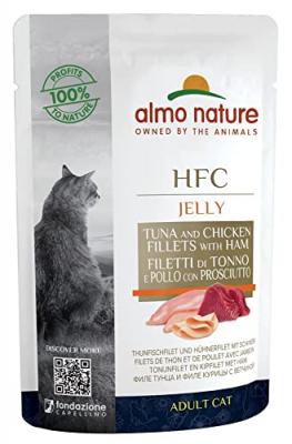 Lot Almo Nature HFC Jelly 12 x 55 g - thon, poulet, jambon