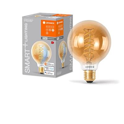 Ampoule intelligente lumineuse en verre dor&eacute;, 9.5cm