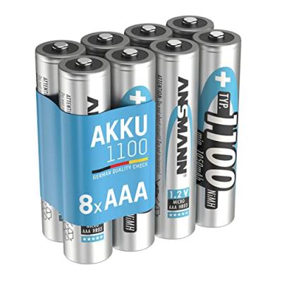 Pile AAA 1100mAh micro NiMH 1,2V - 1000x rechargeable (lot de 8)