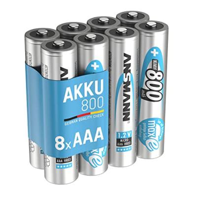 Piles rechargeables NiMH 800 mAh 1,2V (lot de 8) - Ansmann