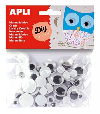 APLI 13058 - Sachet de 75 yeux mobiles ronds noirs - Mat&eacute;riel loisirs cr&eacute;atifs.