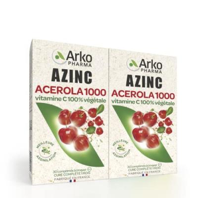 ARKOPHARMA Azinc Acerola 1000 Vitamine C 100% v&eacute;g&eacute;tale 60 comprim&eacute;s