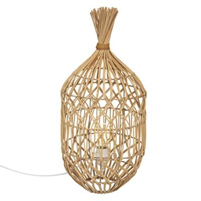 Lampe &agrave; poser esprit boh&egrave;me en rotin - Beige moyen - &Oslash; 25 x 55 cm