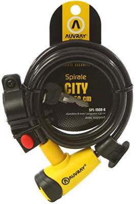AUVRAY - Antivol V&eacute;lo Spirale &oslash;8mm - Longueur 150 cm Avec Support