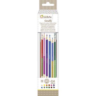 Avenue Mandarine - Tube de 12 crayons de couleur double pointes