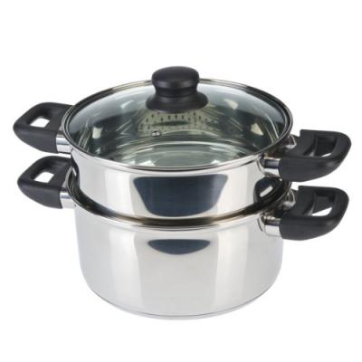 Axentia 220690 Cuiseur Vapeur &agrave; 2 Niveaux M&eacute;tal Argent 20 cm, 6 L
