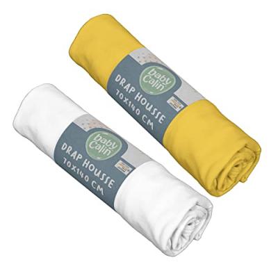 Lot De 2 Draps Housse Moutarde / Blanc 70 X 140 Cm - Babycalin