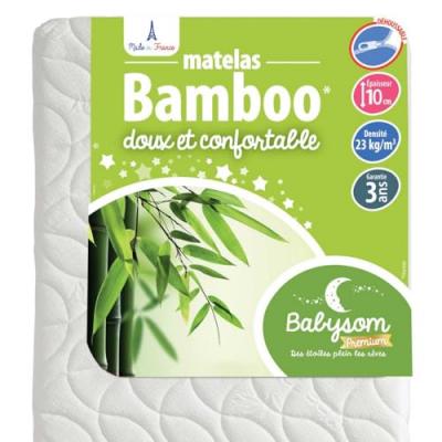 Babysom - Matelas B&eacute;b&eacute; Bamboo - 60x120 cm D&eacute;houssable Sans Traitement Chimique &Eacute;paisseur 10 cm