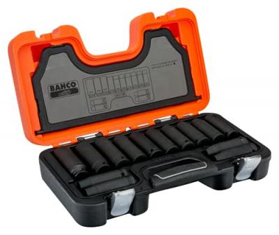 Bahco IRDD/S14 Set de Douilles &agrave; Choc Longues, Orange/Noir, 1/2