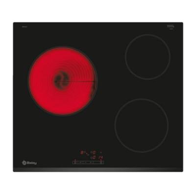 Plaques vitro-c&eacute;ramiques 3EB714LR. 60 cm Noir (3 zones de cuisson)