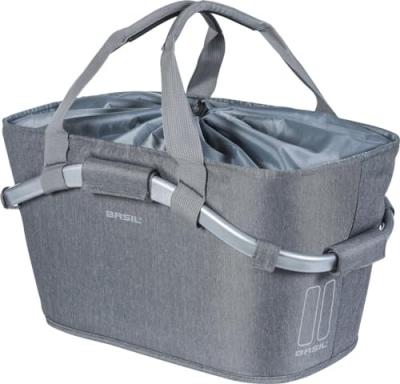 Panier v&eacute;lo Basil 2Day en toile grise (compatible syst&egrave;me de fixatio