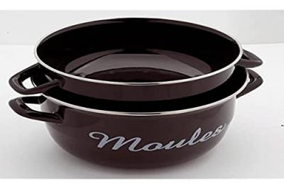 Marmite &agrave; moules 24 cm &eacute;maill&eacute; rouge - Baumalu - Noir - Acier &eacute;maill&eacute;