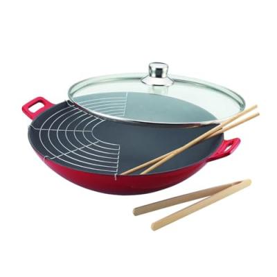 Baumalu 382872 Wok Fonte 36 cm Coloris Rouge D&eacute;grad&eacute;