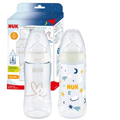 NUK First Choice + Jour & Nuit 2 Biberons 300 ml 0-6 Mois - Bo&icirc;te 2 biberons de 300 ml
