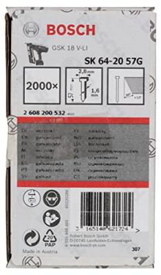 Bosch 2000 Pointes &Agrave; T&ecirc;te Frais&eacute;e 20&deg; 1.6/16 G &middot; Version Galvanis&eacute;e