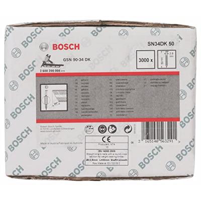 Bosch Clou en bande t&ecirc;te D SN34DK 50 2,8 mm, 50 mm, m&eacute;tallique, lisse
