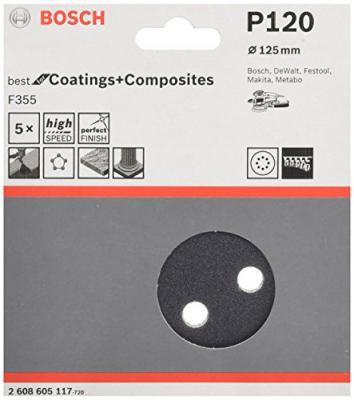 Bosch 2608605117 Lot De 5 Disques Abrasifs Diam&egrave;tre 125 Mm Grain 120