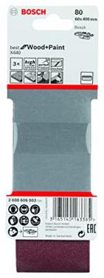 Lot De 3 Bandes Abrasives Best For Wood 60X400Mm Gr 80 Bosch 2608606002