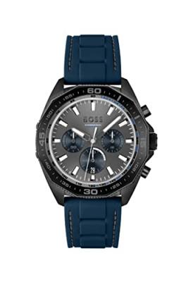 BOSS Montre Chronographe &agrave; Quartz pour Homme avec Bracelet en Silicone Bleu - 1513972