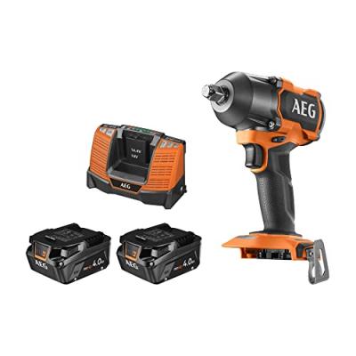 Boulonneuse &agrave; chocs AEG 18V Brushless 700 Nm - 2 batteries 4.0 Ah - 1 Chargeur - BSS18MTF12-402C