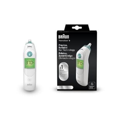 Thermom&egrave;tre auriculaire infrarouge Braun IRT6515 ThermoScan 6 Blanc